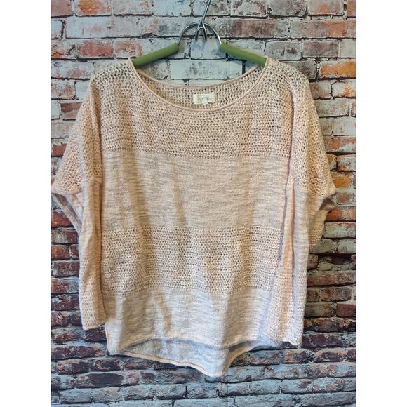 Lou and Grey pink sweater open knit 3/4 sleeve women's size medium - Picture 1 of 5